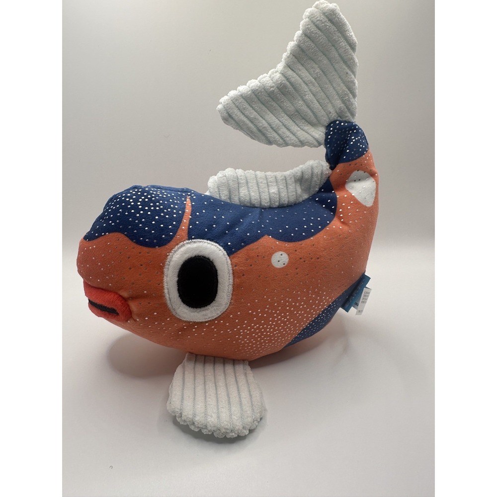 Bark Box Dog Toy WHO'S A GOOD KOI Fish Plush M L 20+ Lbs Squeaky Crinkles New